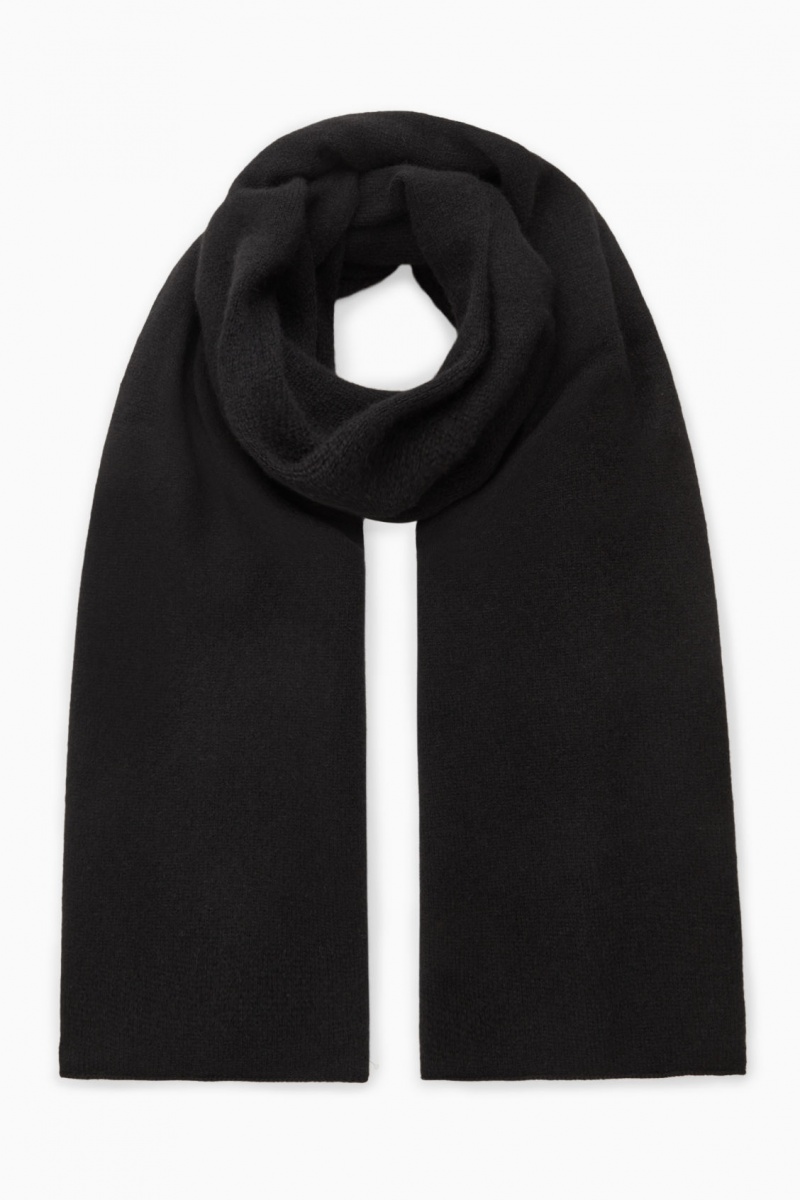 Men's COS Pure Cashmere Scarf Black NZ-48NBOCFIH