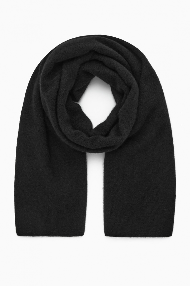 Men's COS Pure Cashmere Scarf Black NZ-48NBOCFIH
