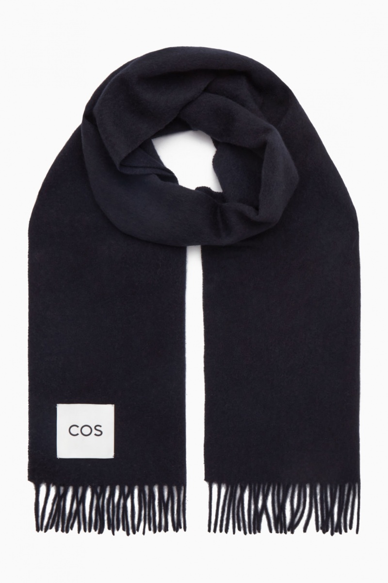 Men's COS Pure Cashmere Scarf Navy NZ-21YOWJXZE
