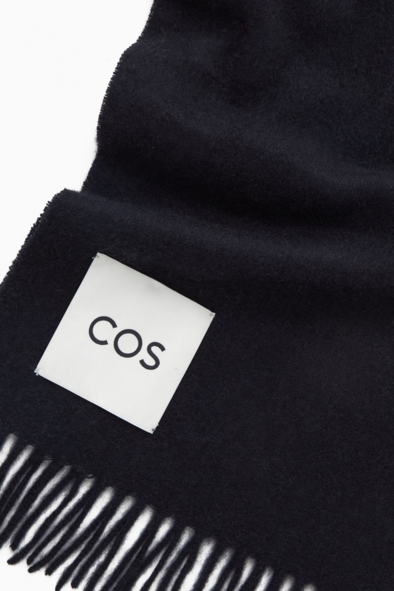 Men's COS Pure Cashmere Scarf Navy NZ-21YOWJXZE