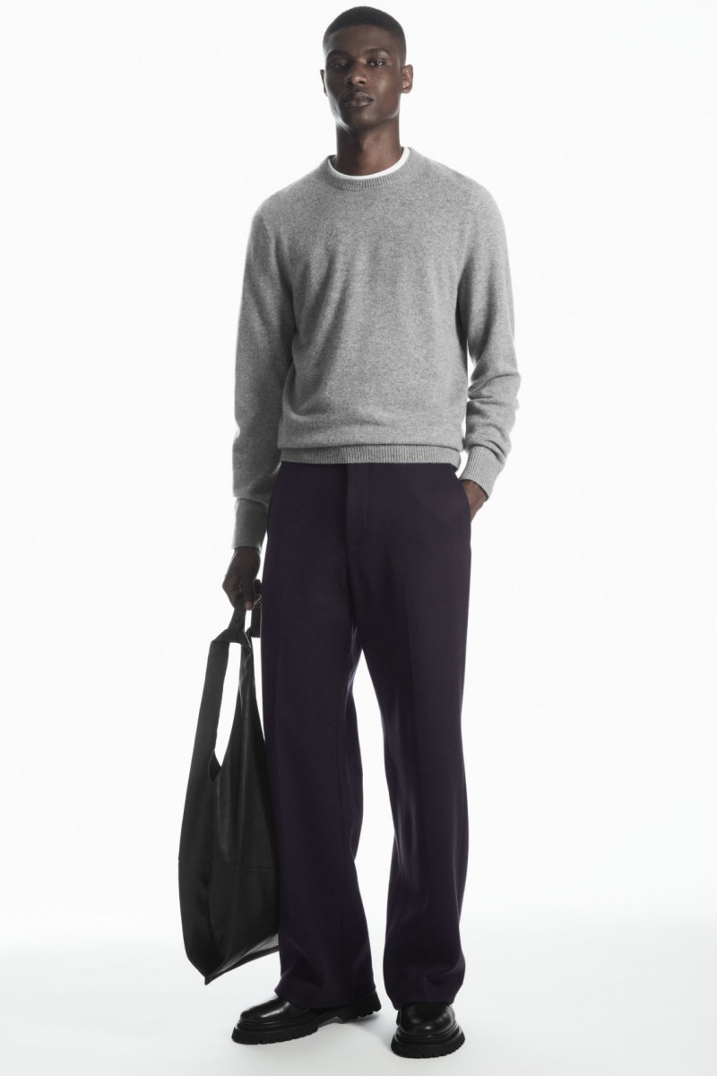 Men's COS Pure Cashmere Sweaters Grey NZ-01SIJTRMA
