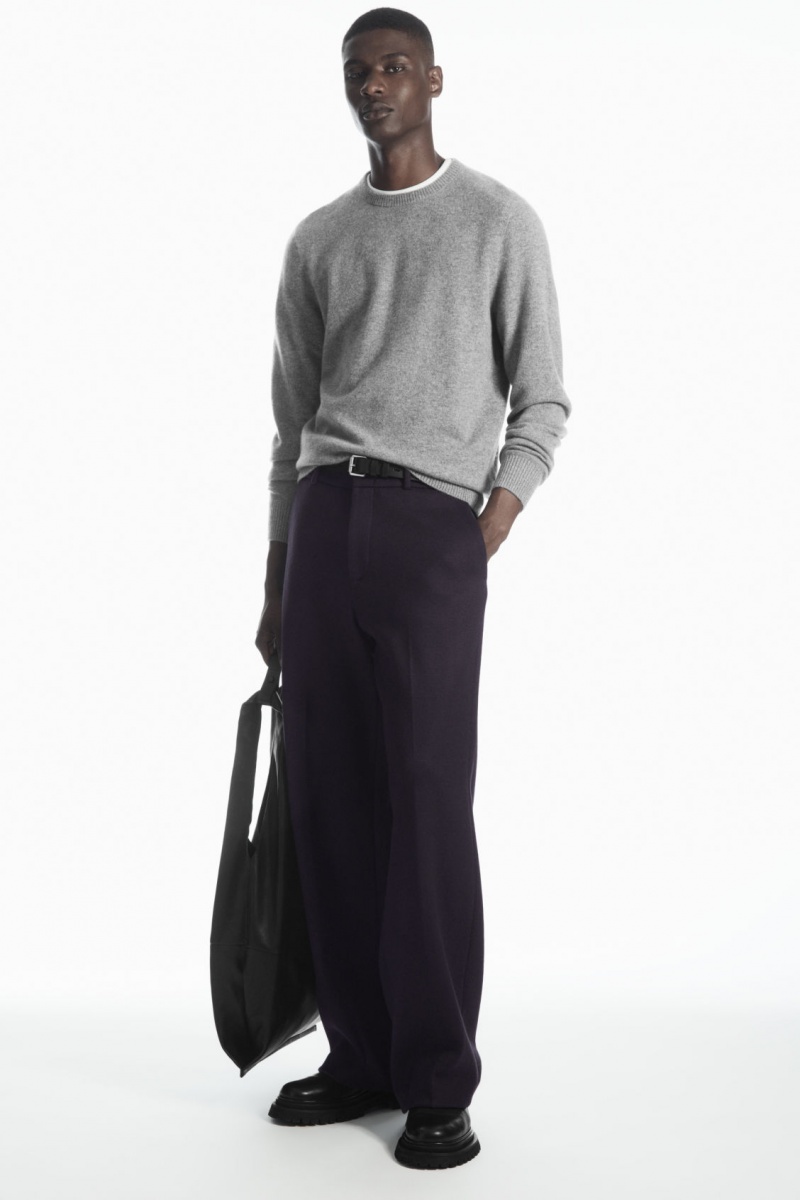Men's COS Pure Cashmere Sweaters Grey NZ-01SIJTRMA
