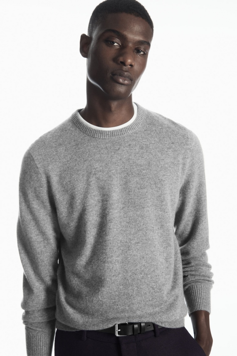 Men\'s COS Pure Cashmere Sweaters Grey NZ-01SIJTRMA