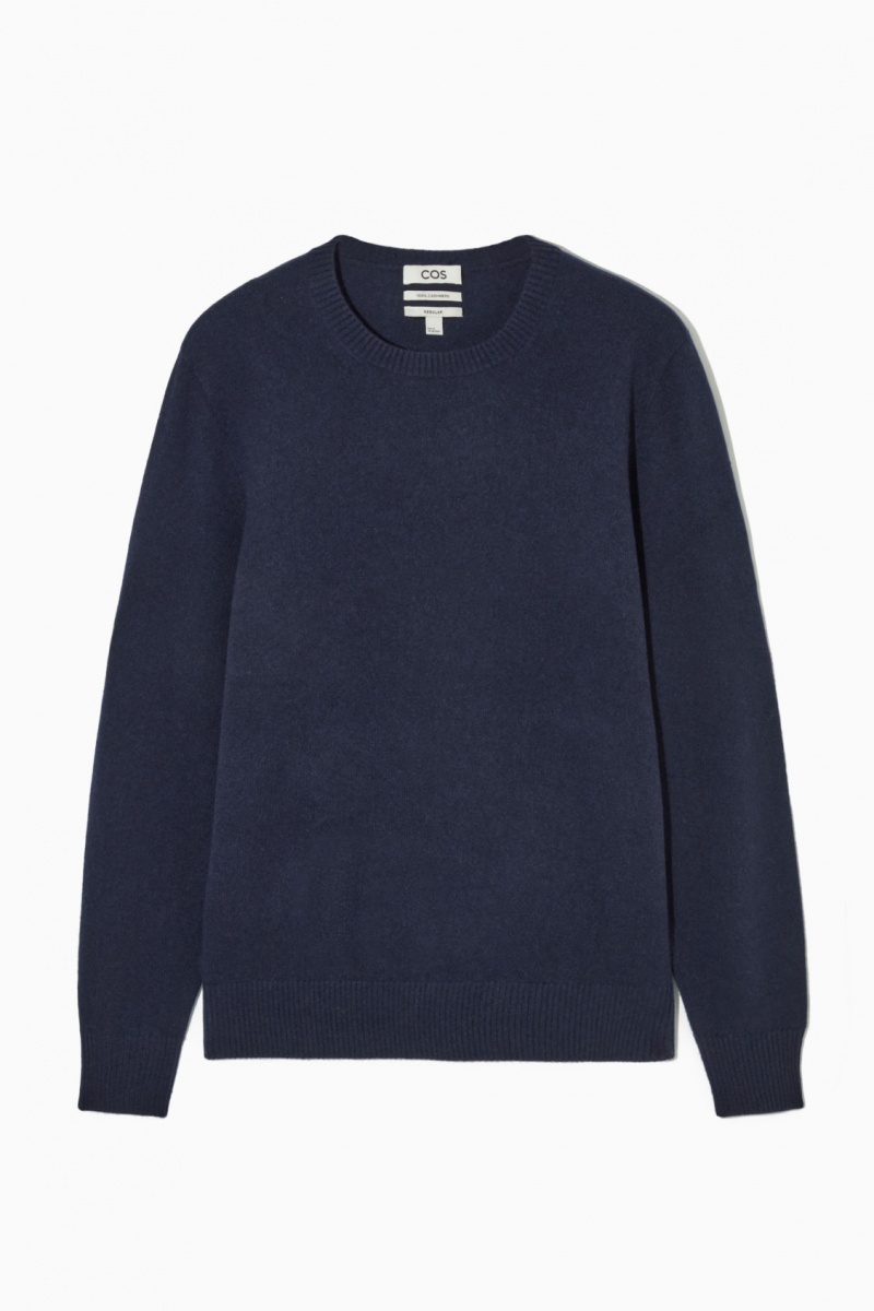 Men\'s COS Pure Cashmere Sweaters Navy NZ-20EWUSITL