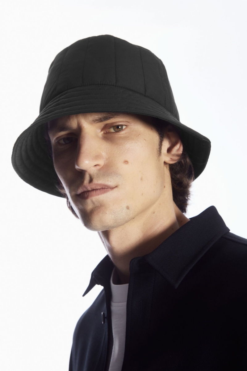 Men\'s COS Quilted Bucket Hats Black NZ-16RGBCLYZ