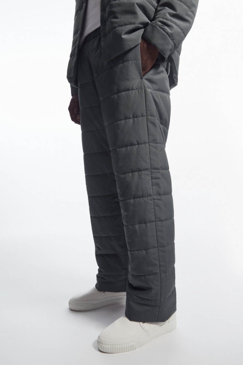 Men's COS Quilted Padded Pants Dark Grey NZ-42QZYOVGA