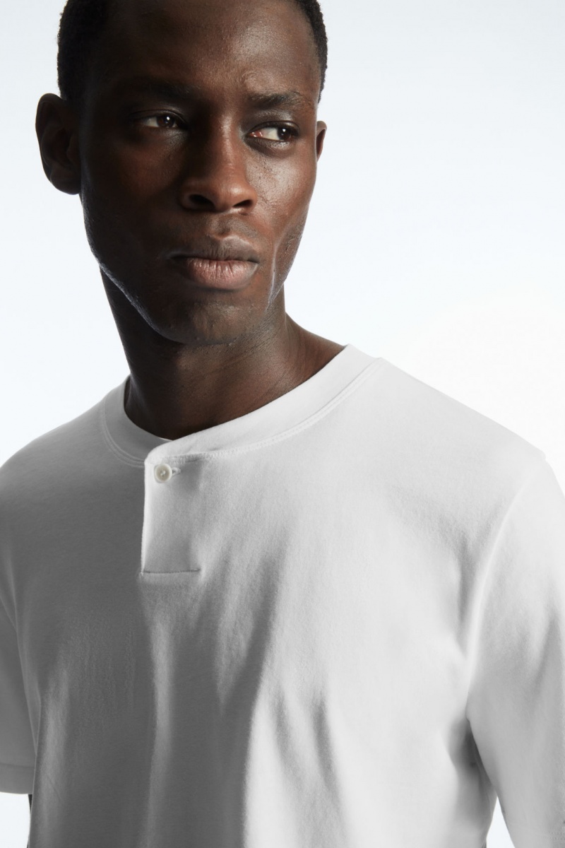 Men's COS Regular-Fit Baseball T-Shirt White NZ-93VLWUEKI
