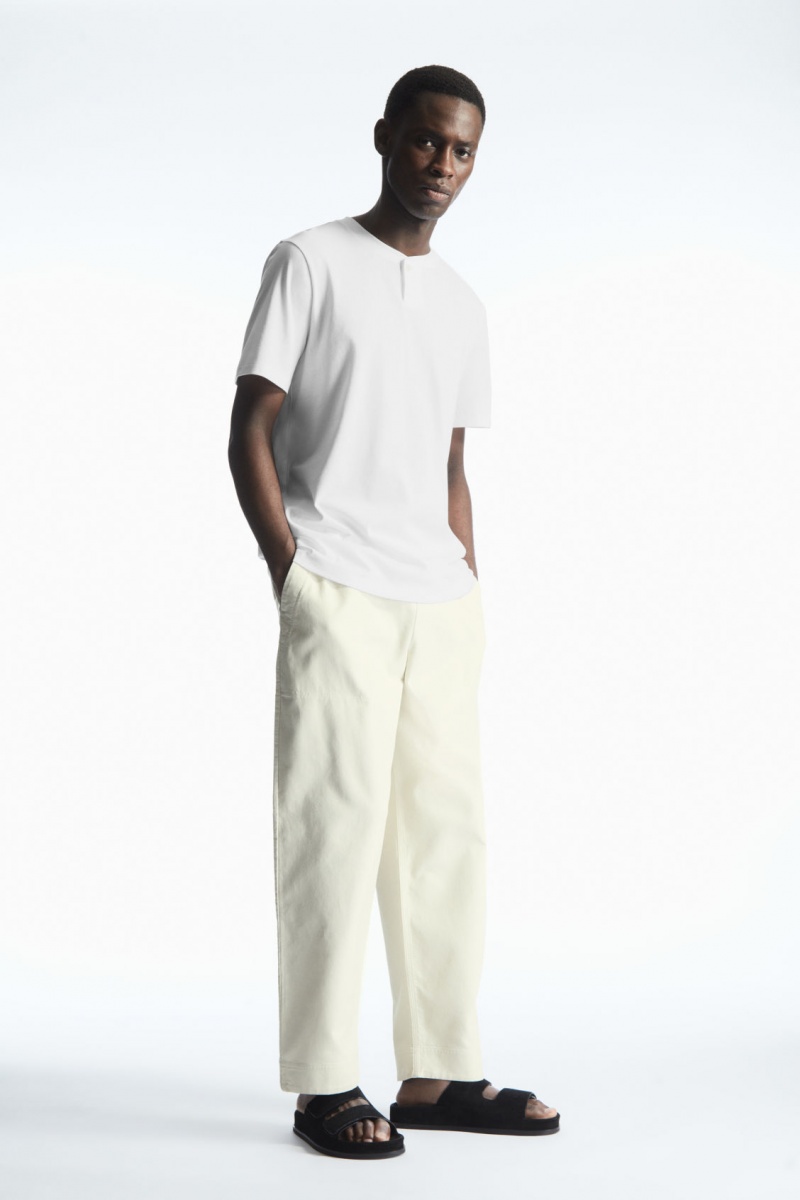Men's COS Regular-Fit Baseball T-Shirt White NZ-93VLWUEKI