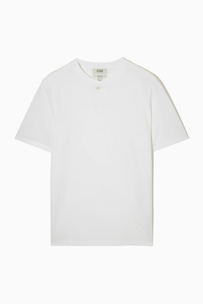 Men's COS Regular-Fit Baseball T-Shirt White NZ-93VLWUEKI