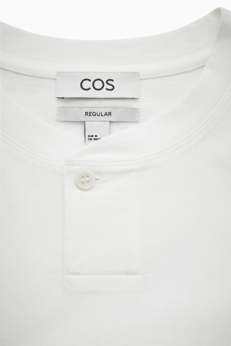Men's COS Regular-Fit Baseball T-Shirt White NZ-93VLWUEKI