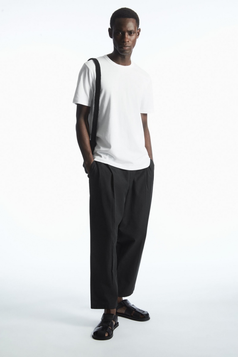 Men's COS Regular-Fit Mid-Weight Brushed T-Shirt White NZ-67UXCRFLJ