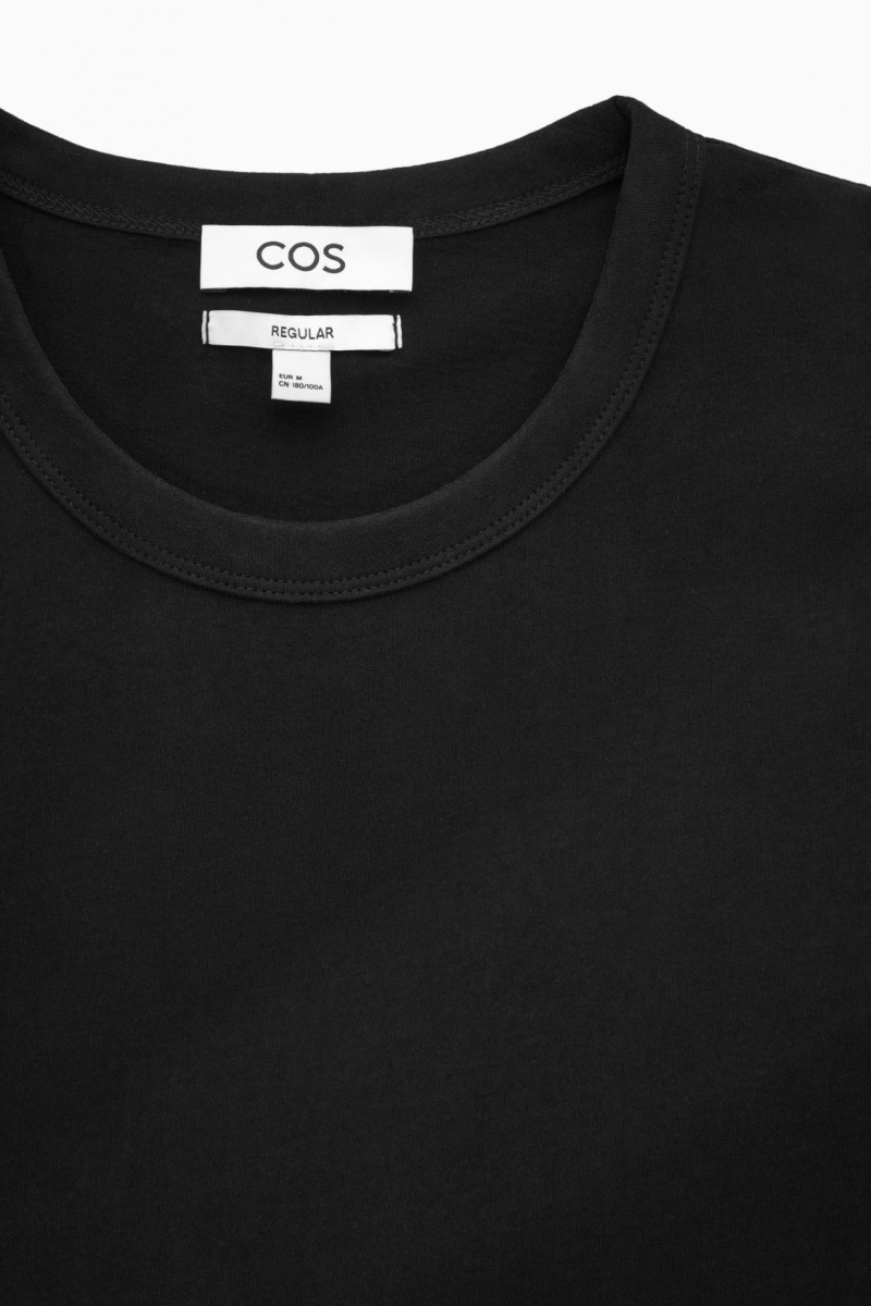 Men's COS Regular-Fit Mid-Weight Brushed T-Shirt Black NZ-36WSMJYRQ