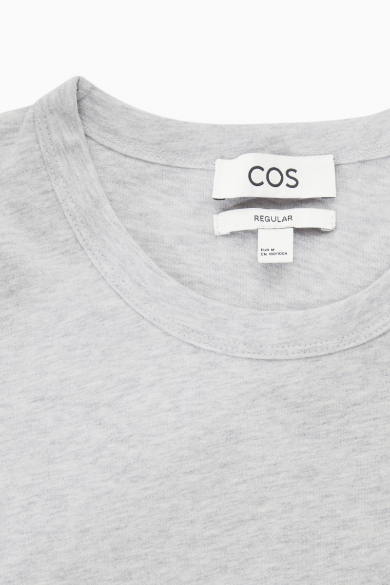 Men's COS Regular-Fit Mid-Weight Brushed T-Shirt Grey NZ-06WTUJEKP