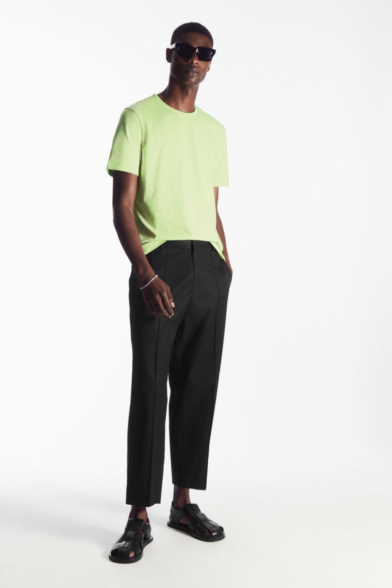 Men's COS Regular-Fit Mid-Weight Brushed T-Shirt Light Green NZ-42VIAMUZD