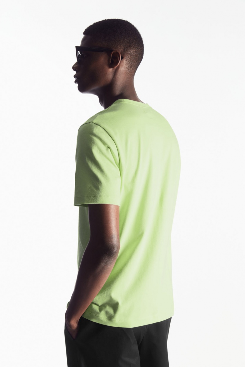 Men's COS Regular-Fit Mid-Weight Brushed T-Shirt Light Green NZ-42VIAMUZD