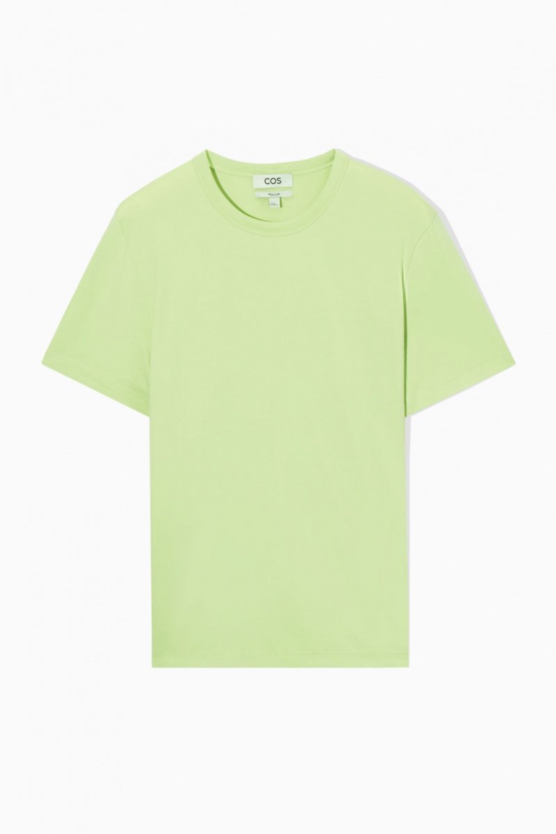 Men's COS Regular-Fit Mid-Weight Brushed T-Shirt Light Green NZ-42VIAMUZD