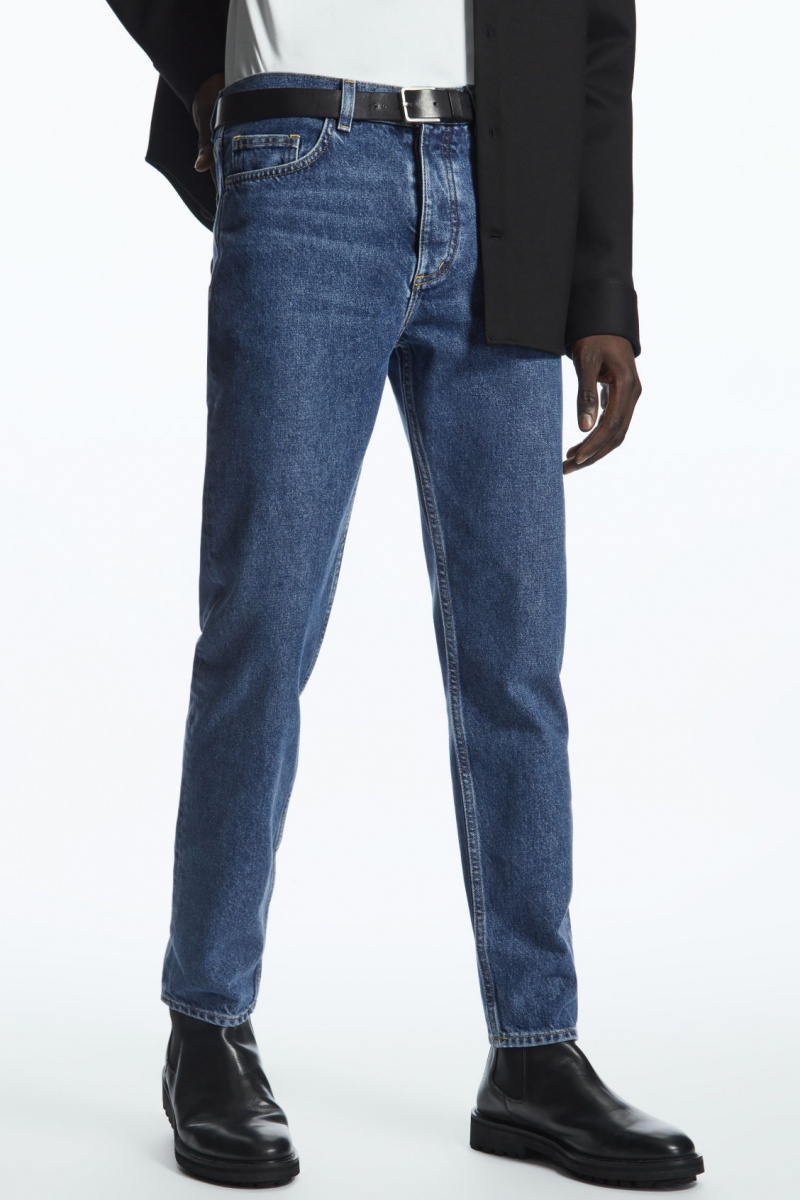 Men's COS Regular-Fit Tapered-Leg Jeans Blue NZ-13SJRWOPA
