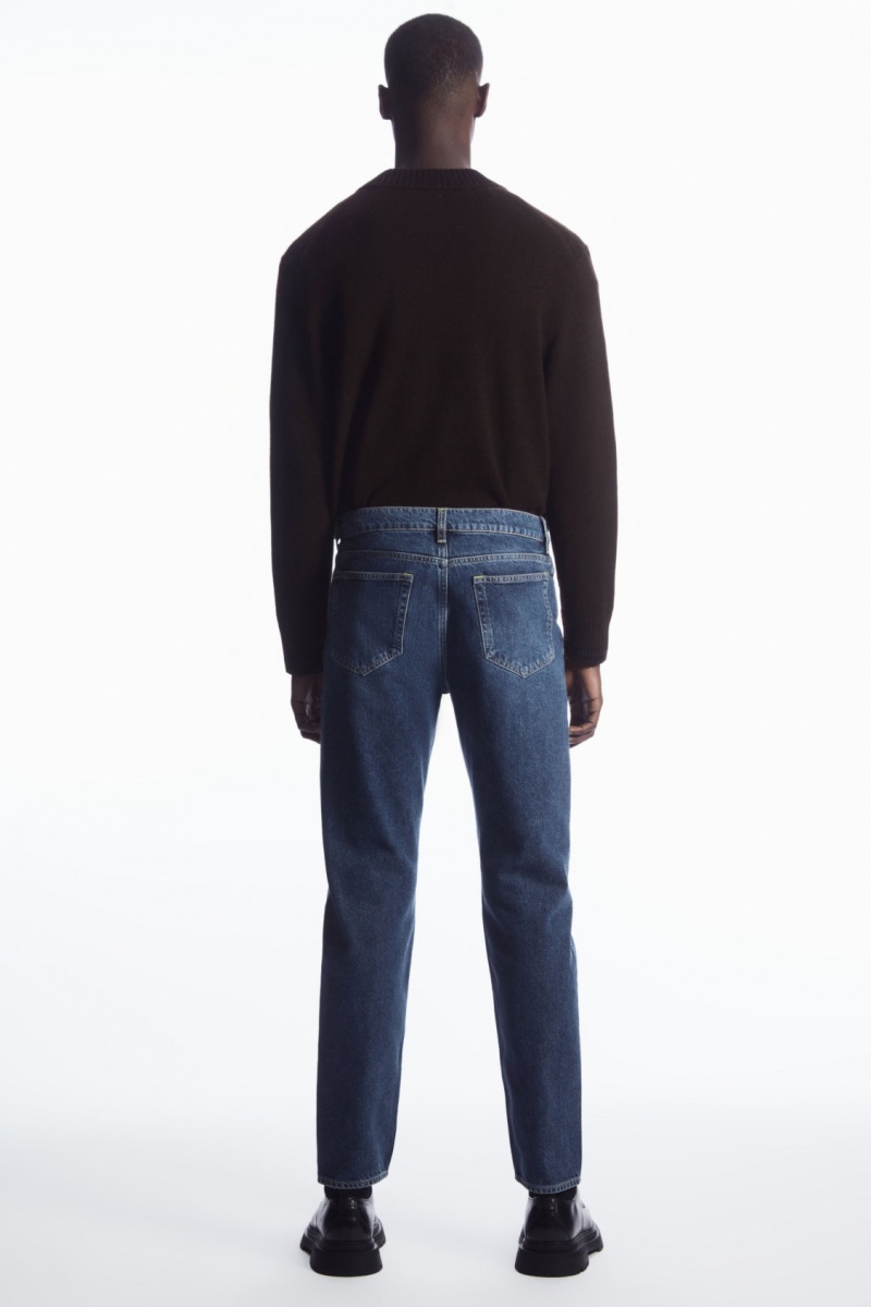 Men's COS Regular-Fit Tapered-Leg Jeans Dark Blue NZ-86IPXVQBN
