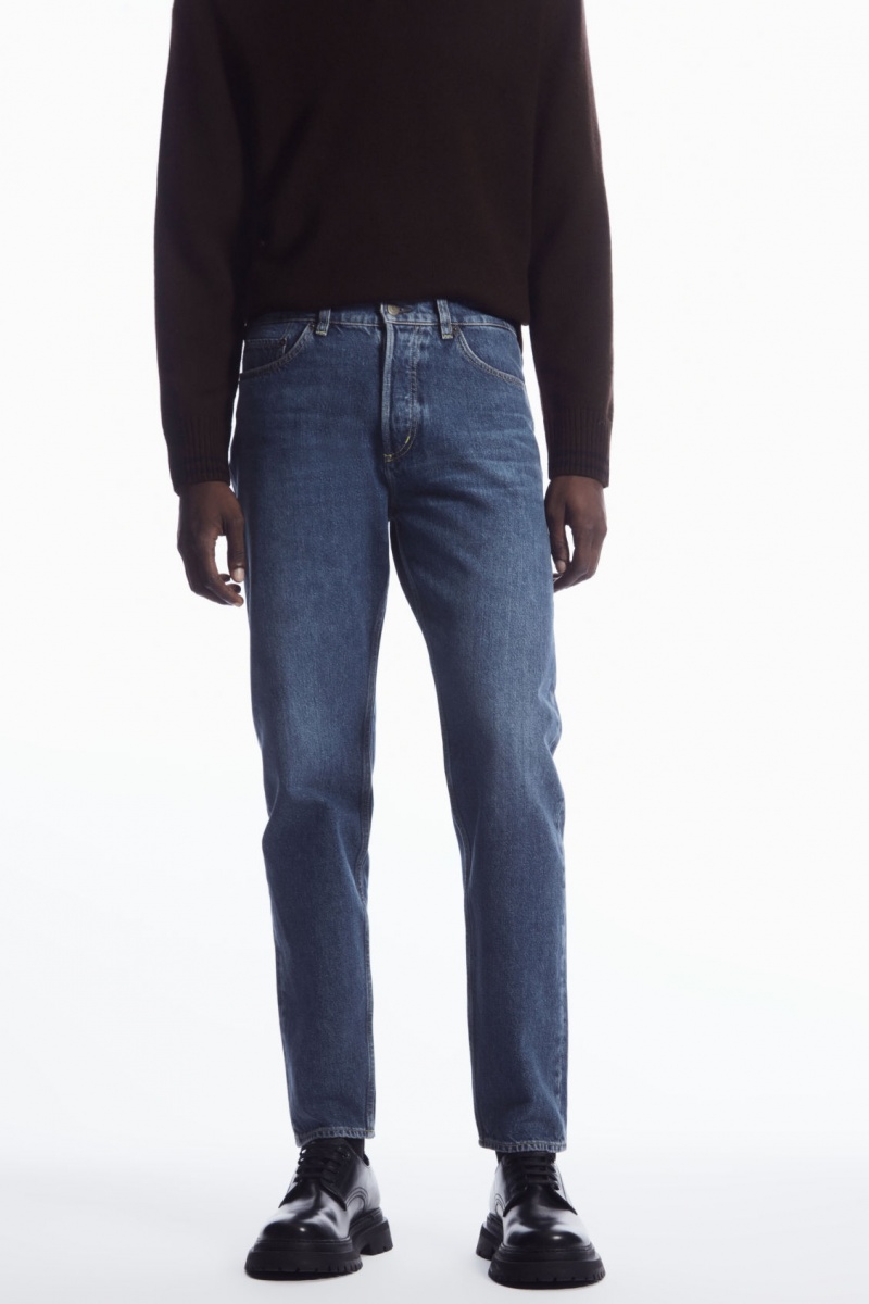 Men's COS Regular-Fit Tapered-Leg Jeans Dark Blue NZ-86IPXVQBN