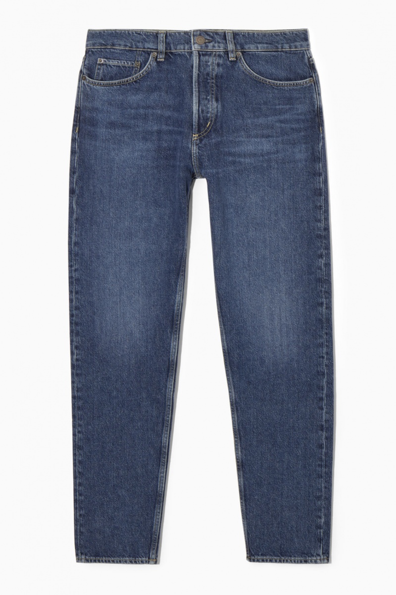 Men's COS Regular-Fit Tapered-Leg Jeans Dark Blue NZ-86IPXVQBN
