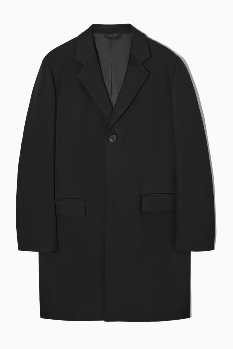 Men's COS Regular-Fit Twill Coats Black NZ-95LJEVBFQ