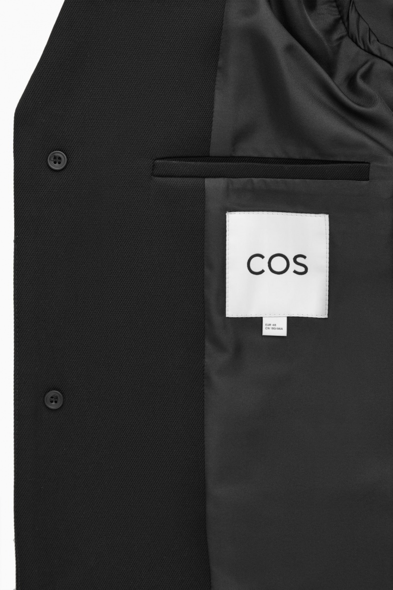Men's COS Regular-Fit Twill Coats Black NZ-95LJEVBFQ
