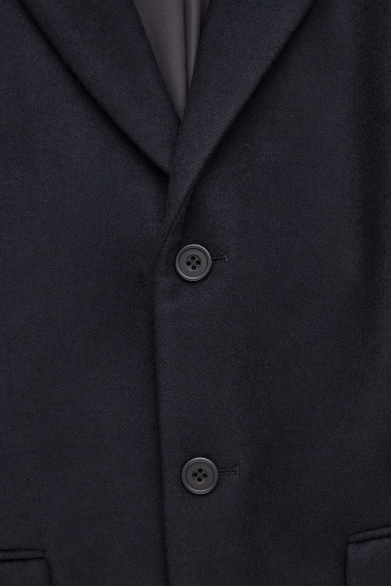 Men's COS Regular-Fit Wool-Blend Coats Navy NZ-51HMJFVSZ