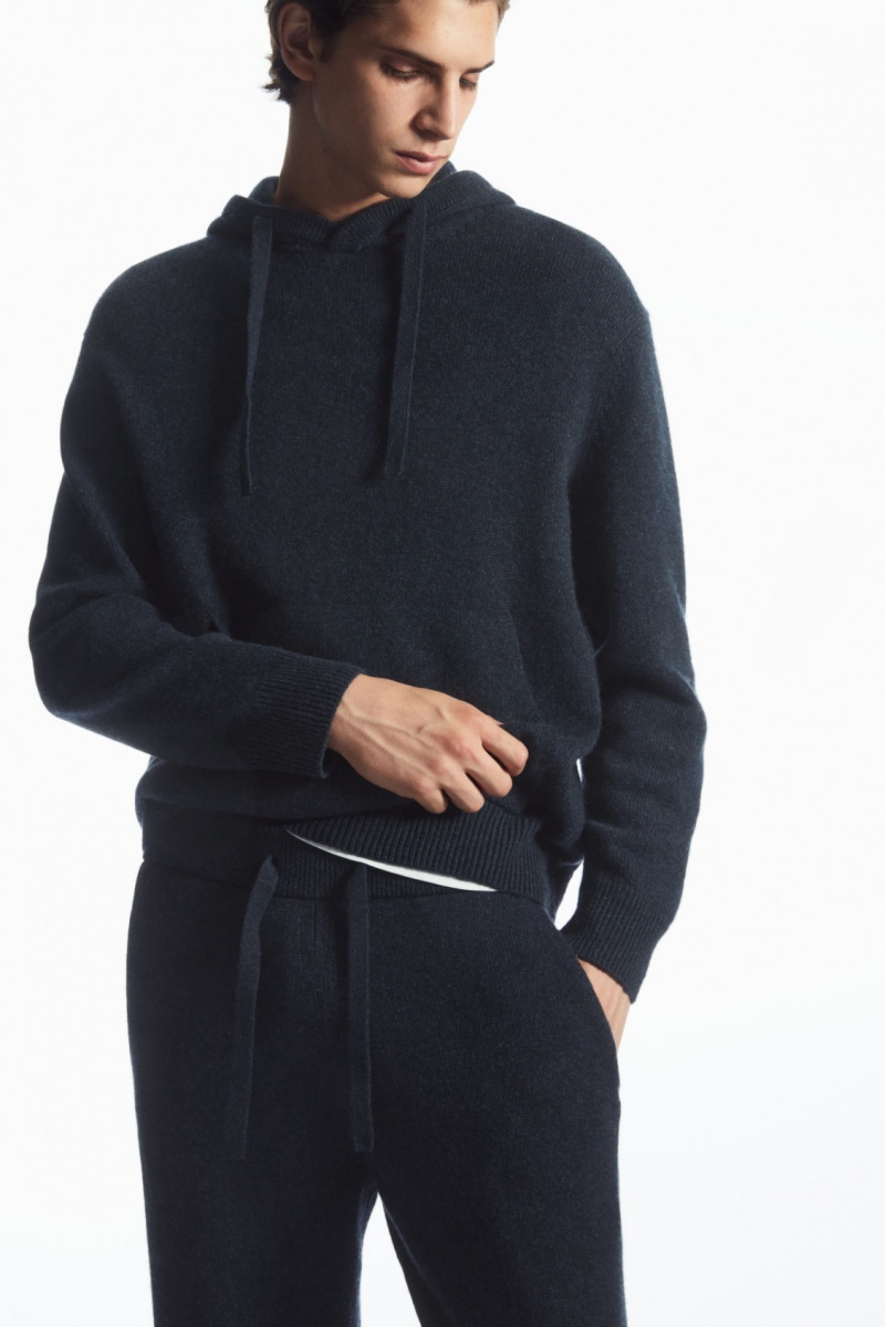 Men's COS Relaxed-Fit Pure Cashmere Joggers Navy NZ-13DHAMEJF