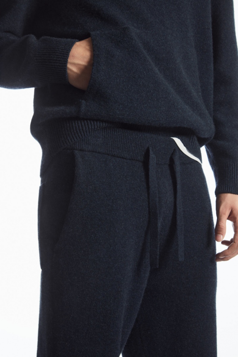 Men's COS Relaxed-Fit Pure Cashmere Joggers Navy NZ-13DHAMEJF