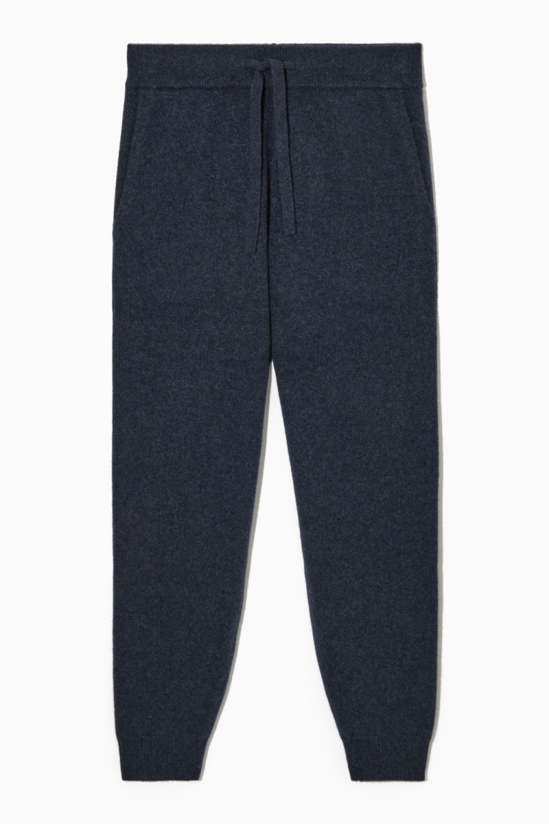 Men's COS Relaxed-Fit Pure Cashmere Joggers Navy NZ-13DHAMEJF