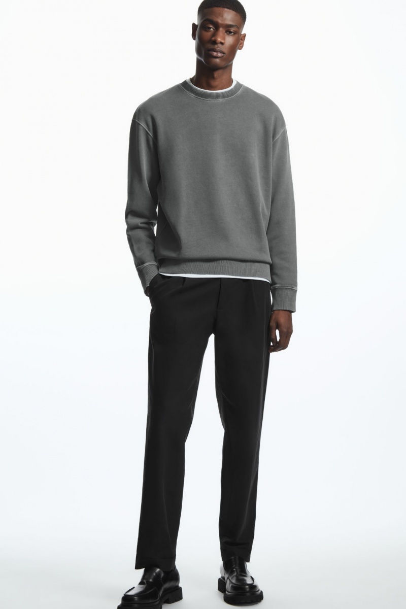 Men's COS Relaxed-Fit Sweatshirt Black NZ-15BEKIYNW