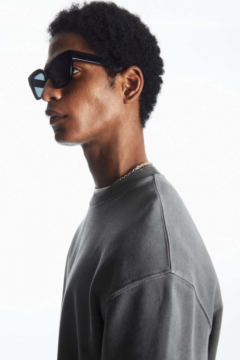 Men's COS Relaxed-Fit Sweatshirt Black NZ-15BEKIYNW