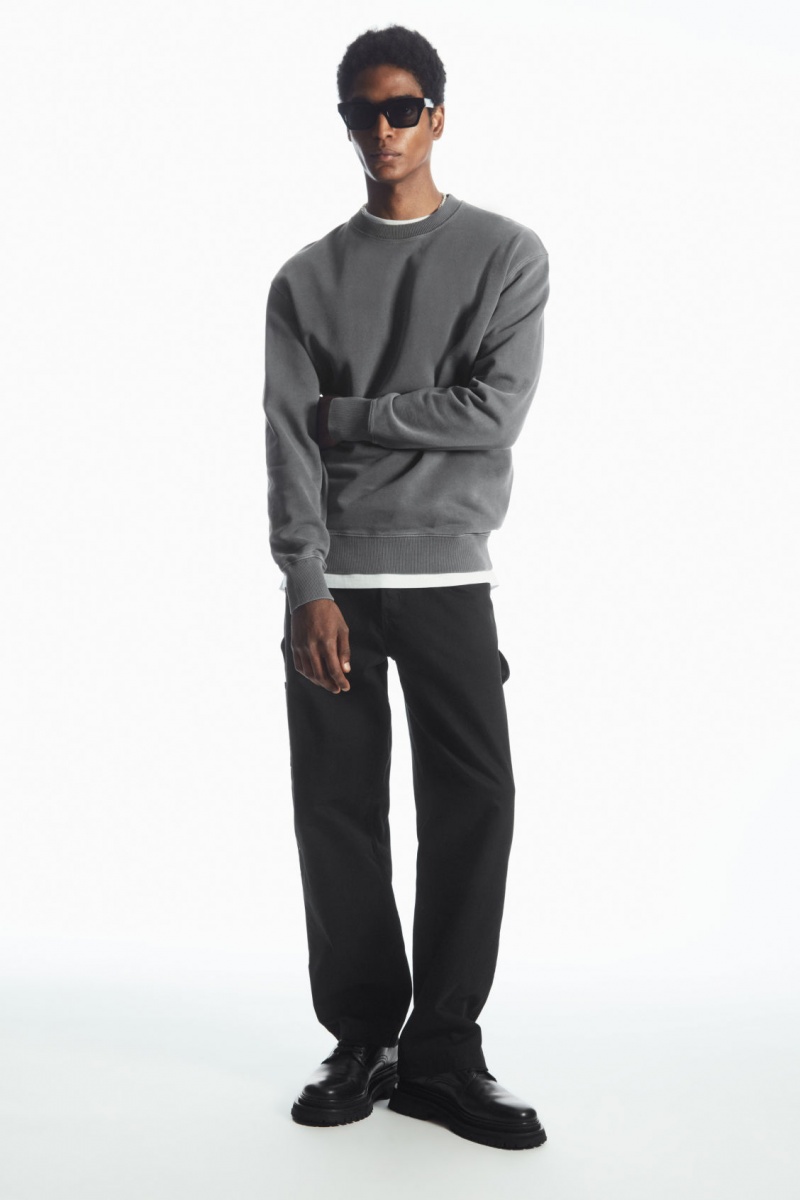 Men's COS Relaxed-Fit Sweatshirt Black NZ-15BEKIYNW