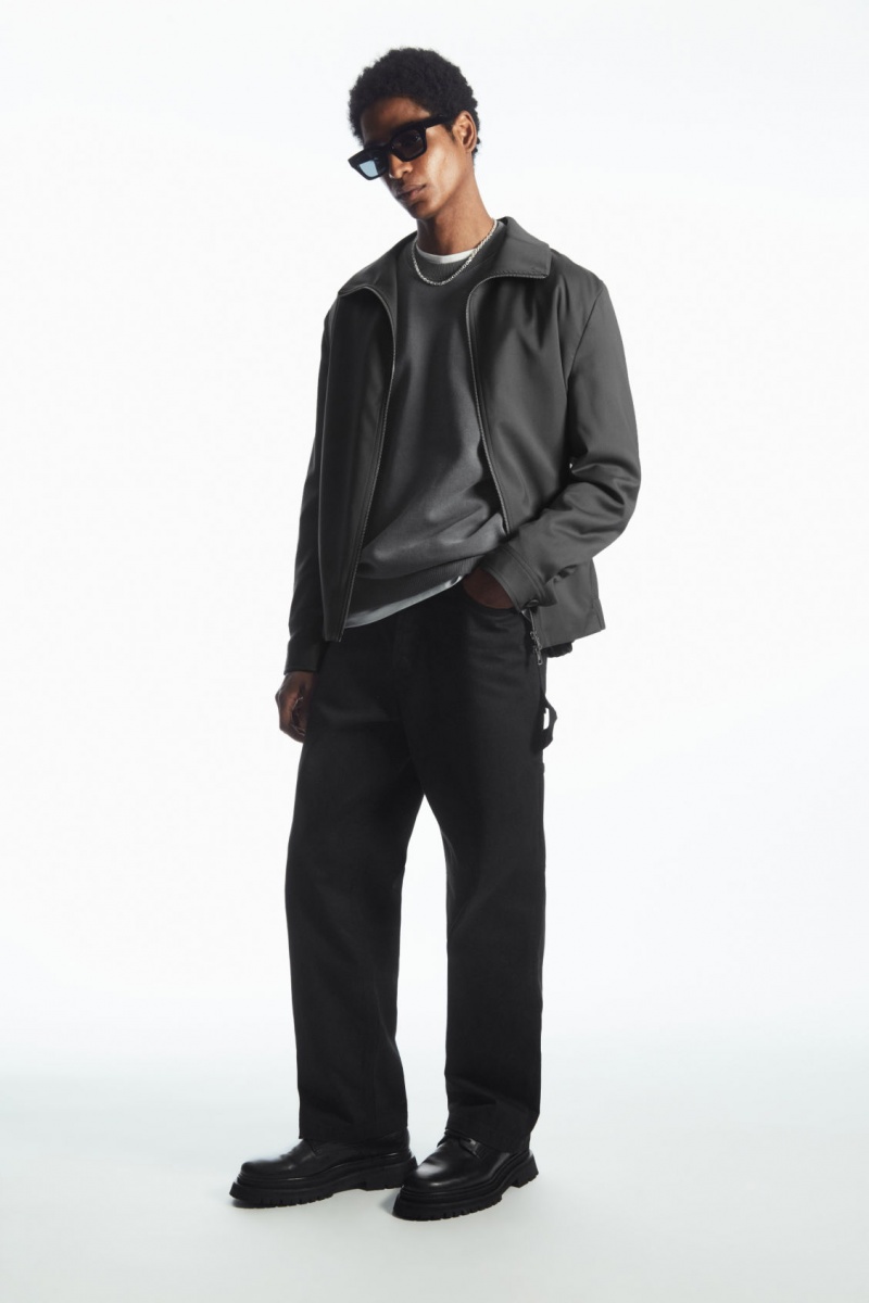 Men's COS Relaxed-Fit Sweatshirt Black NZ-15BEKIYNW