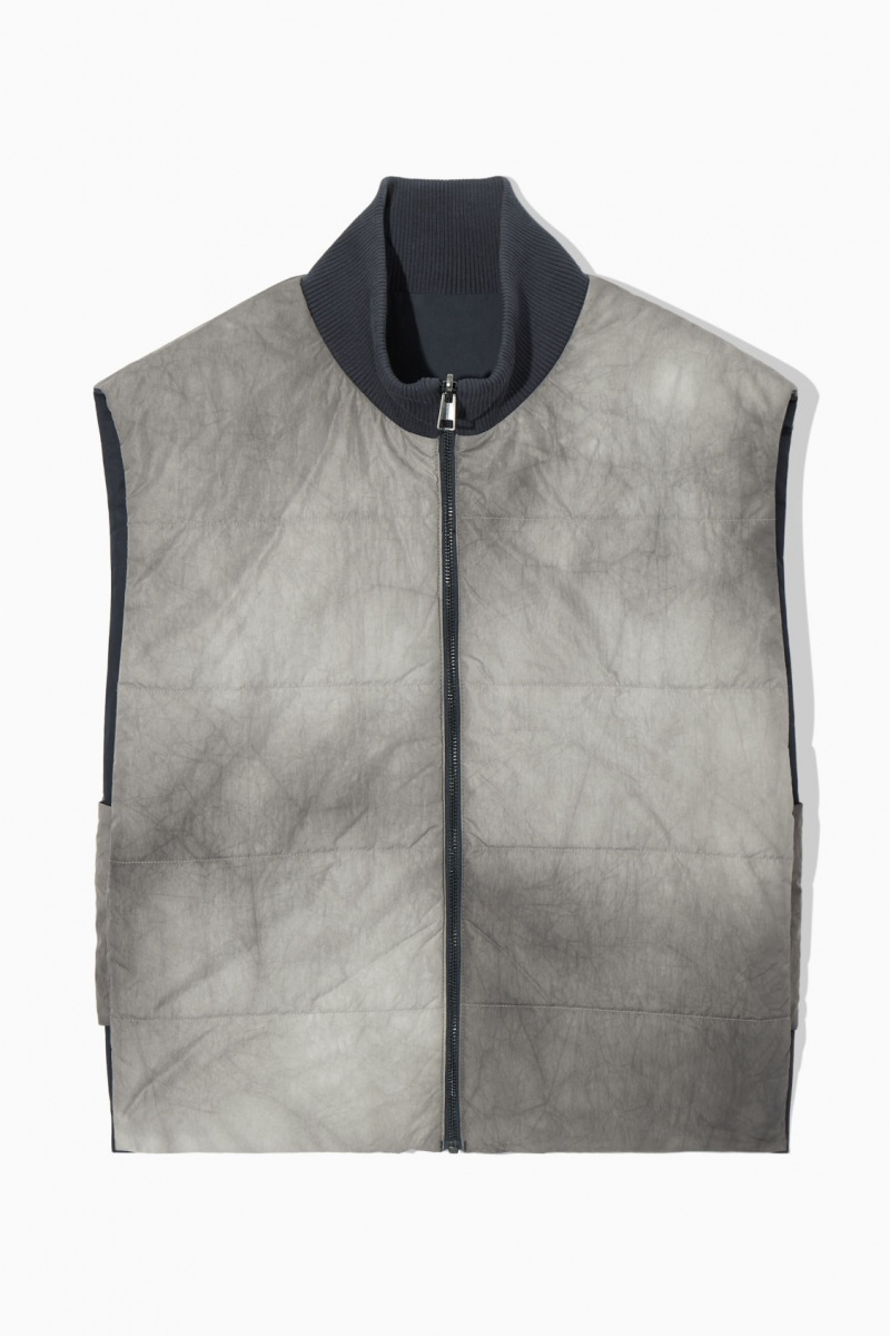 Men's COS Reversible Padded Utility Gilet Coats Grey / Navy NZ-45GCHYLQO