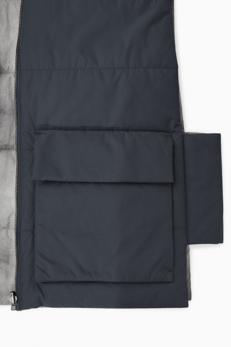 Men's COS Reversible Padded Utility Gilet Coats Grey / Navy NZ-45GCHYLQO