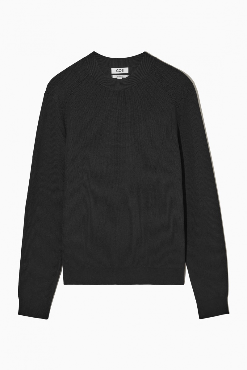 Men's COS Ribbed-Knit Sweaters Black NZ-31IOSCKVJ
