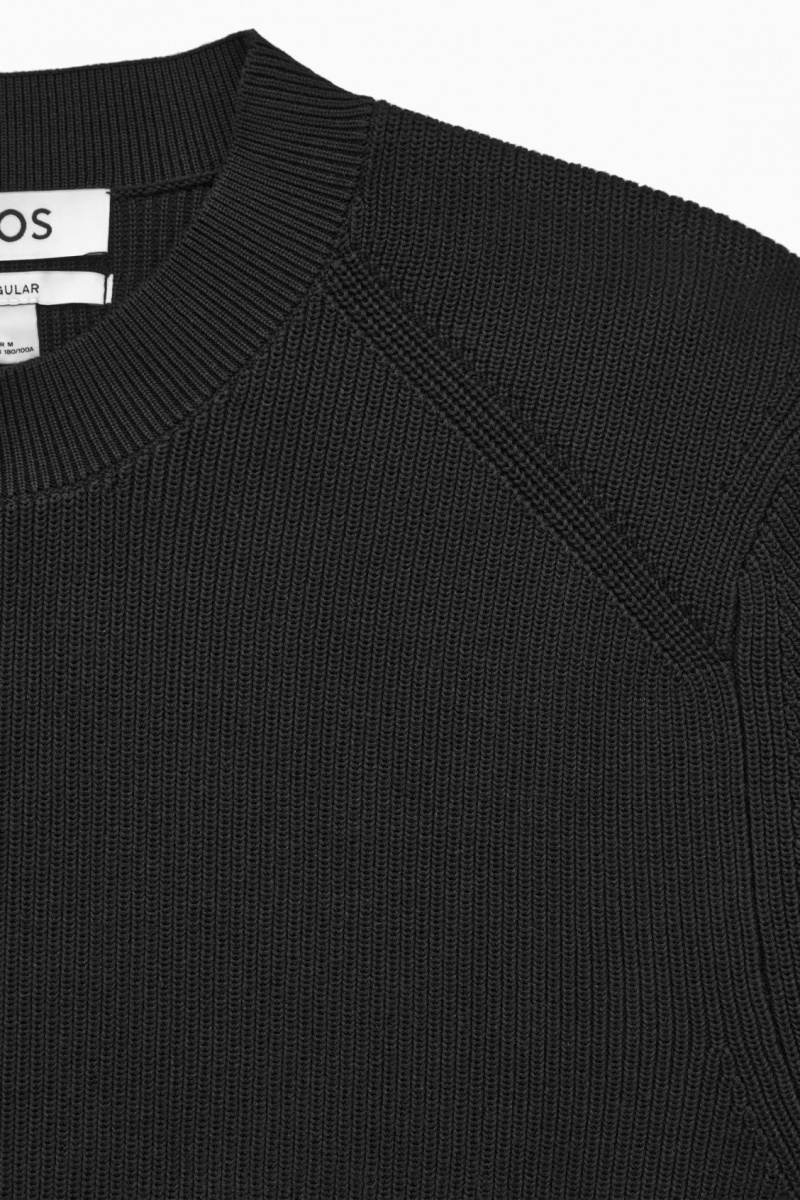 Men's COS Ribbed-Knit Sweaters Black NZ-31IOSCKVJ