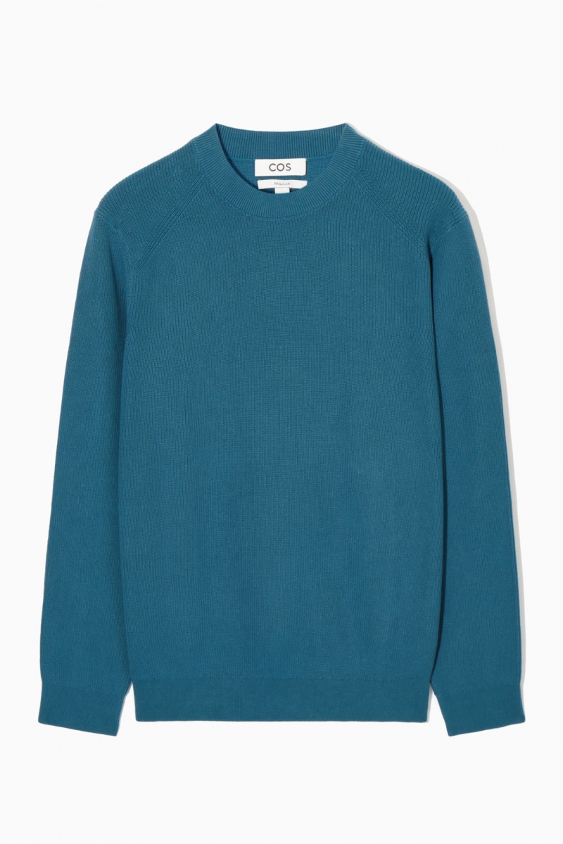 Men's COS Ribbed-Knit Sweaters Dark Turquoise NZ-15TUXQIHA