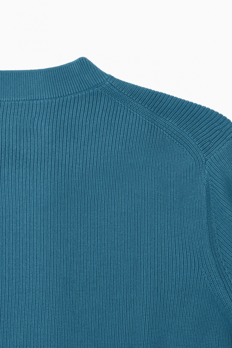 Men's COS Ribbed-Knit Sweaters Dark Turquoise NZ-15TUXQIHA