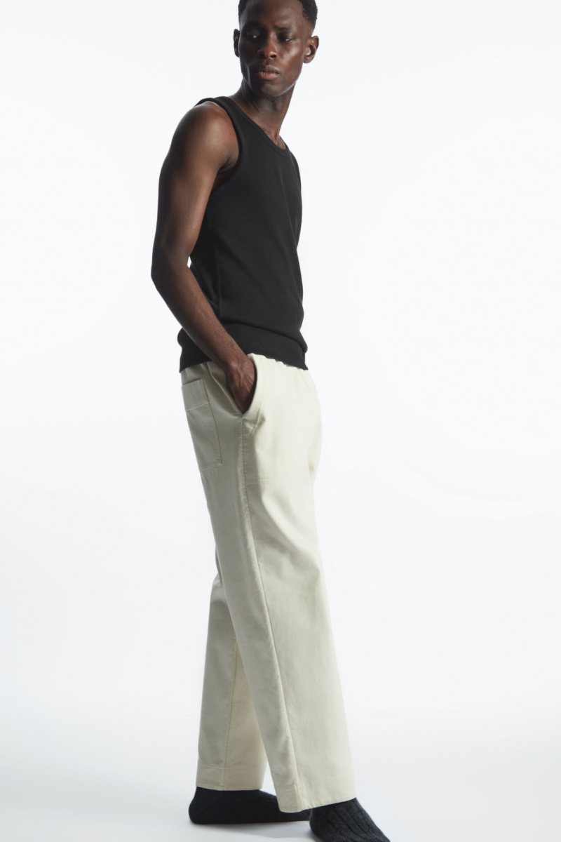 Men's COS Ribbed Tank Top Black NZ-90BEOPZHM