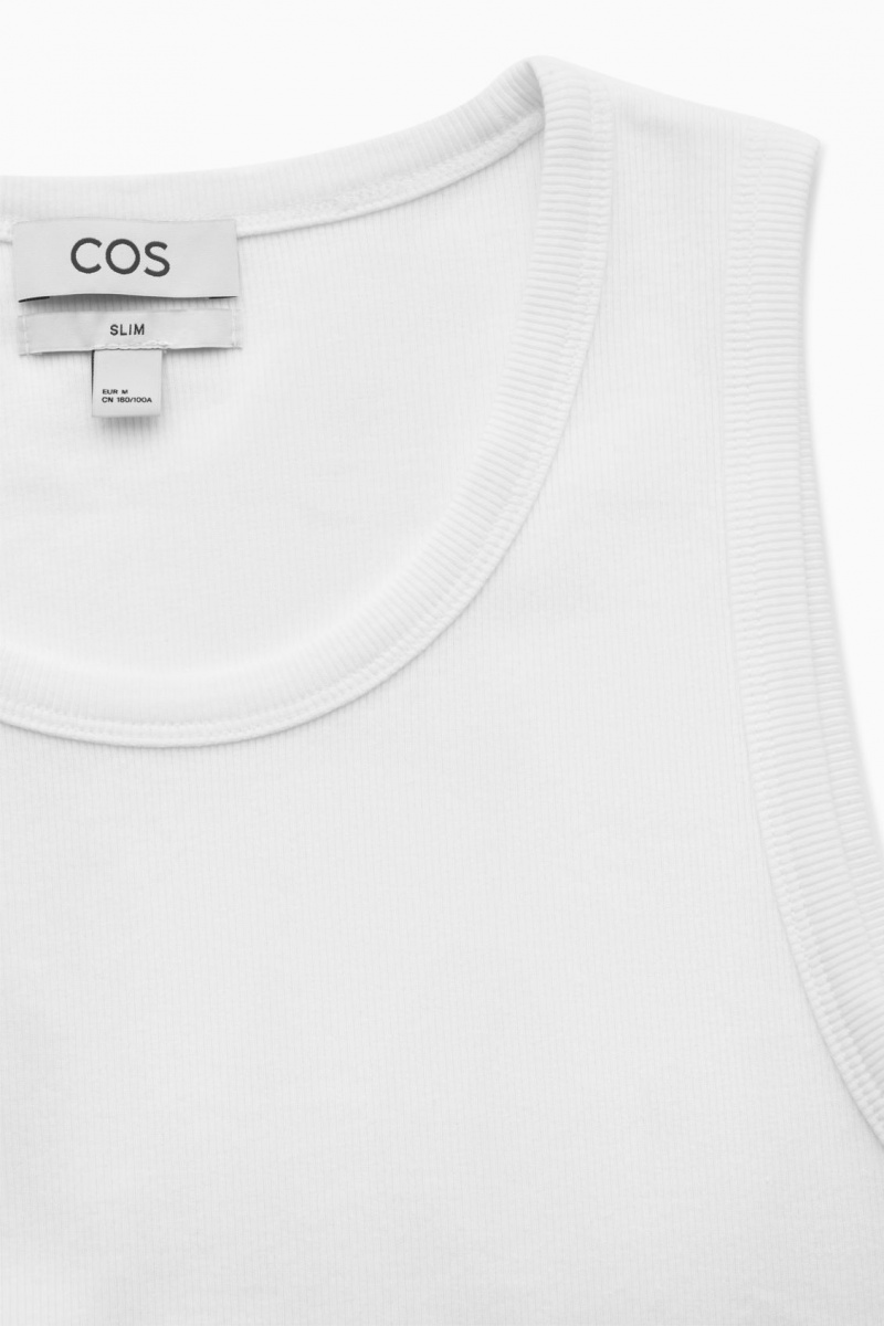 Men's COS Ribbed Tank Top White NZ-13OLDRYFJ