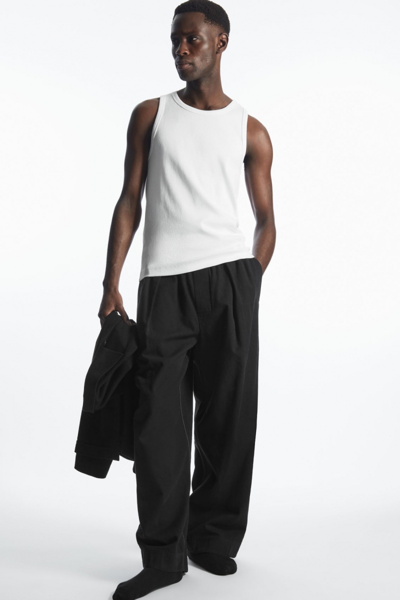 Men's COS Ribbed Tank Top White NZ-13OLDRYFJ