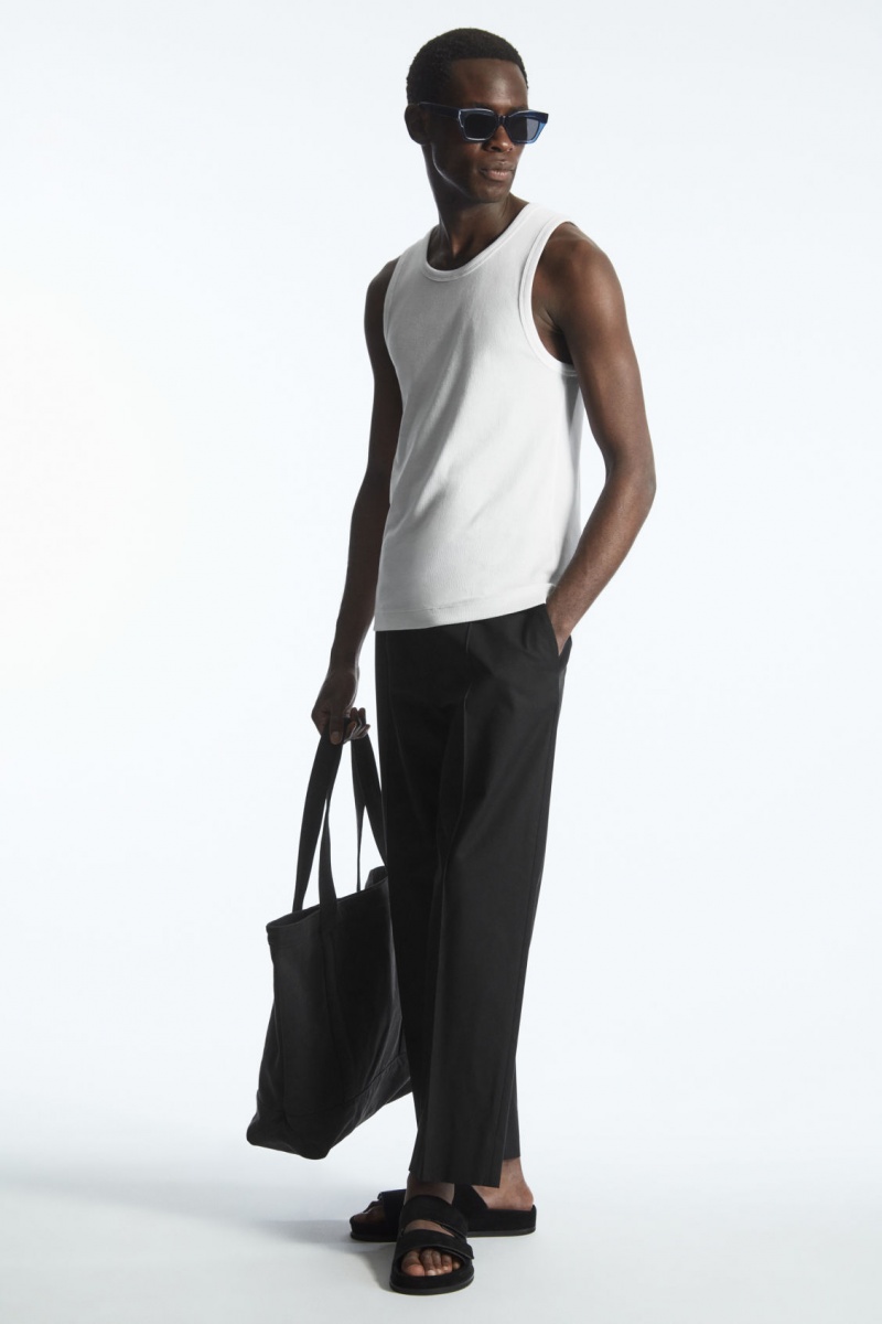 Men's COS Ribbed Tank Top White NZ-13OLDRYFJ