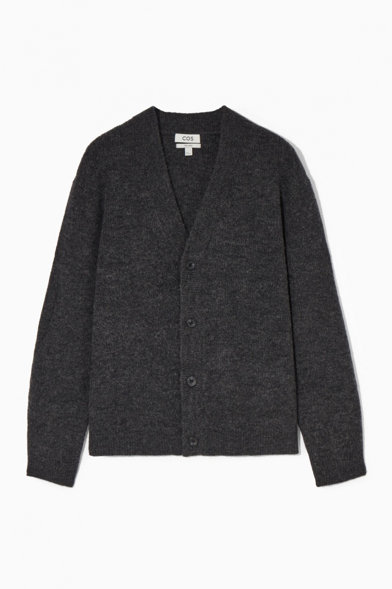 Men's COS Ribbed Wool-Blend Cardigan Dark Grey NZ-01JGAFTOY