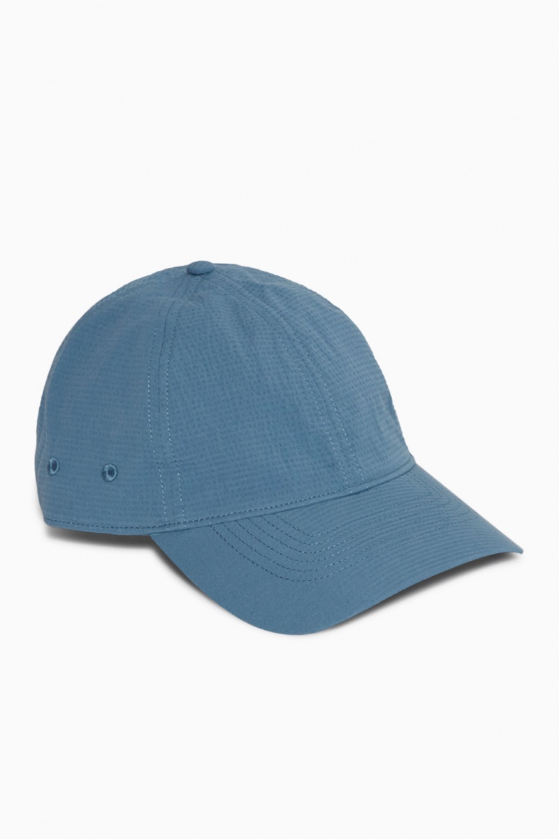 Men's COS Seersucker Baseball Caps Blue NZ-63SMJVEOF