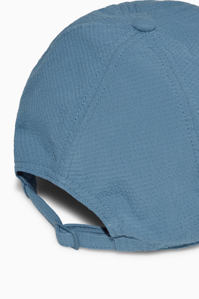 Men's COS Seersucker Baseball Caps Blue NZ-63SMJVEOF