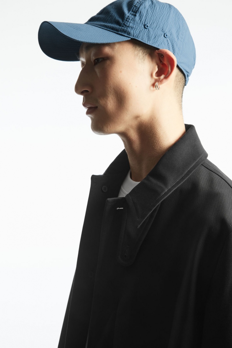 Men's COS Seersucker Baseball Caps Blue NZ-84QHLNYVZ