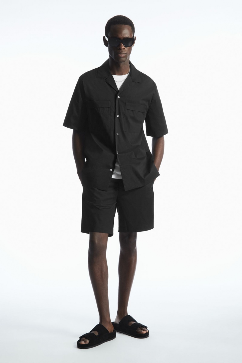 Men's COS Short-Sleeved Utility Shirts Black NZ-68TSYKGJA