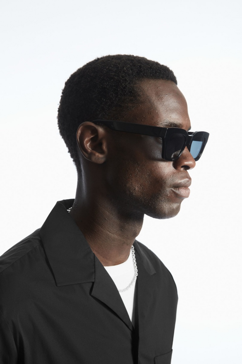 Men's COS Short-Sleeved Utility Shirts Black NZ-68TSYKGJA